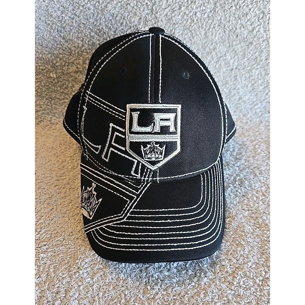 Men's Reebok NHL Hockey Los Angeles Kings Black Draft Cap Fitted Cap Hat Sz L/XL